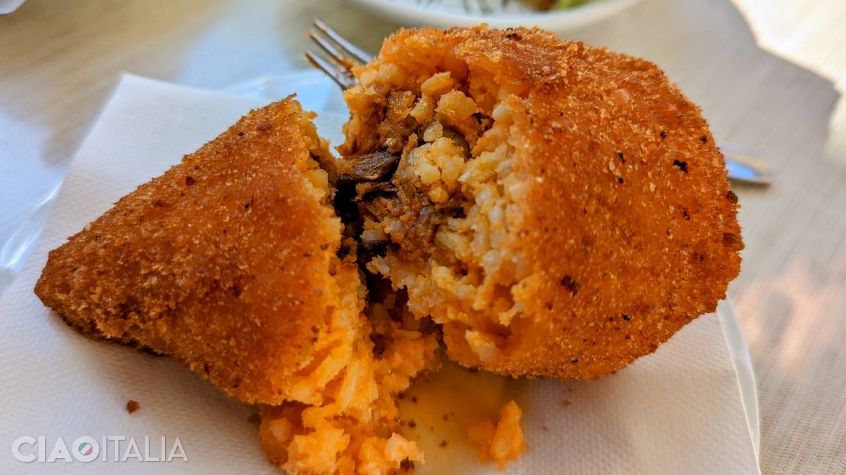 "Arancini" are made from rice with various fillings, coated in breadcrumbs and then fried.