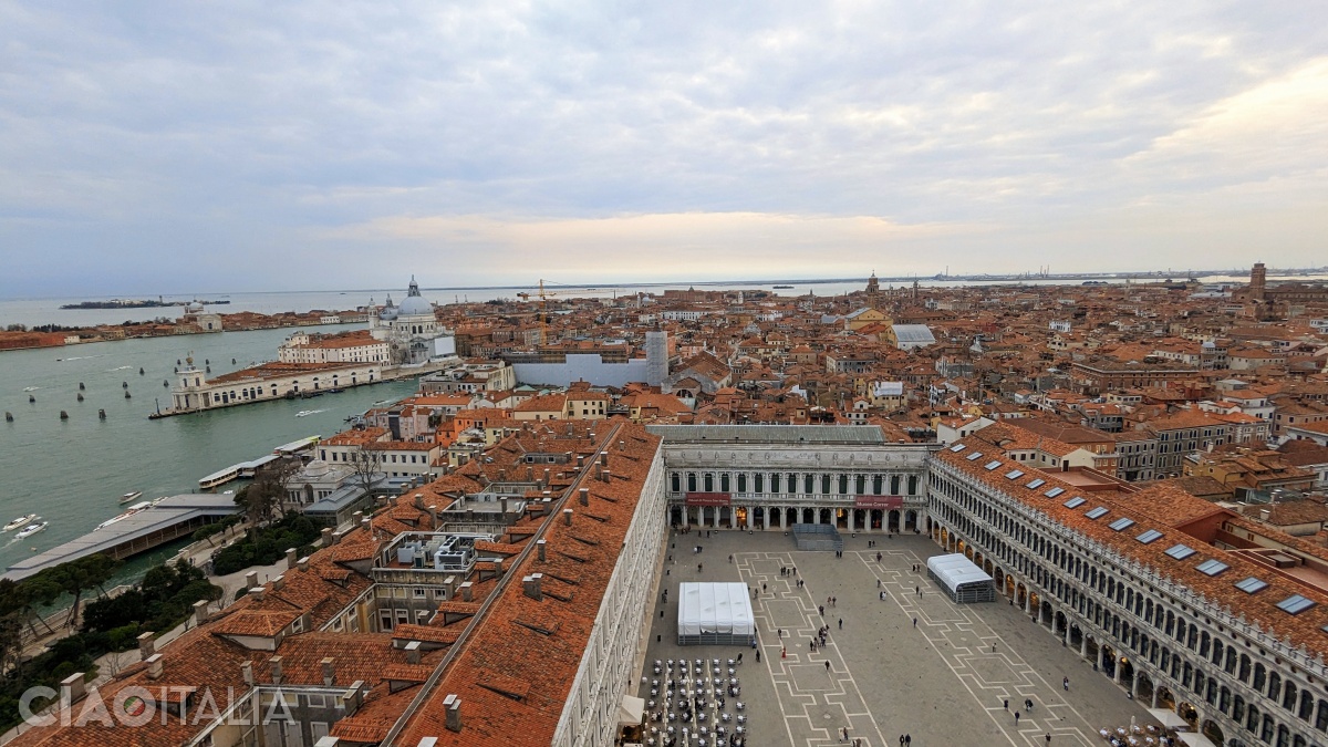 The view toward Piazza San Marco and Punta della Dogana, with the Church of Santa Maria della Salute.