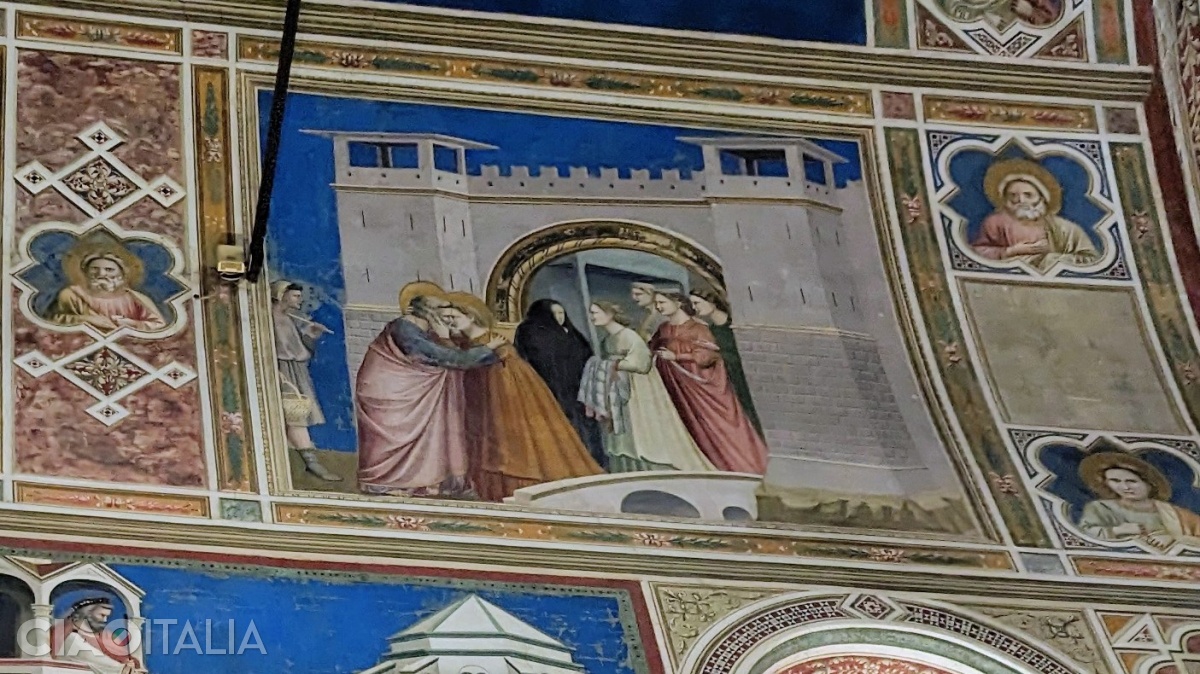 In the Scrovegni Chapel, Giotto paints the first kiss in the history of Italian art.