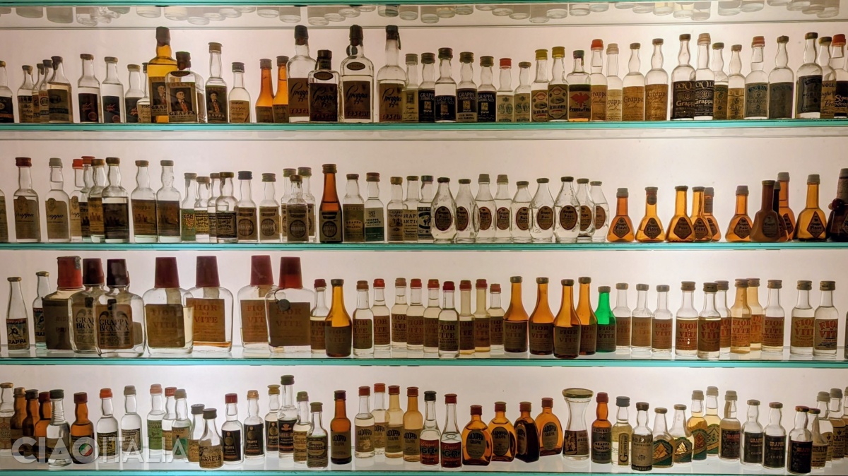 The collection of mini grappa bottles