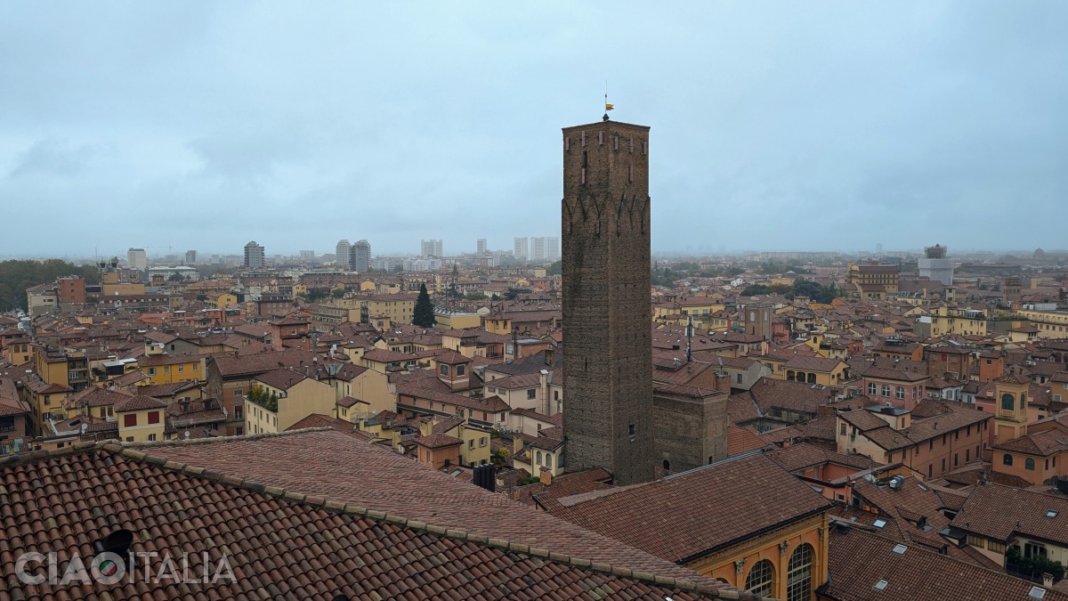 The Prendiparte Tower, seen from the tower of San Pietro Cathedral.