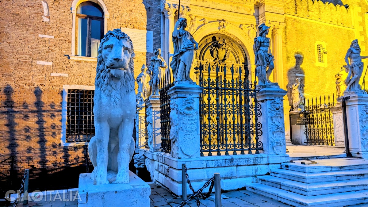 The Lion of Piraeus guards the gate of the Arsenal in Venice.