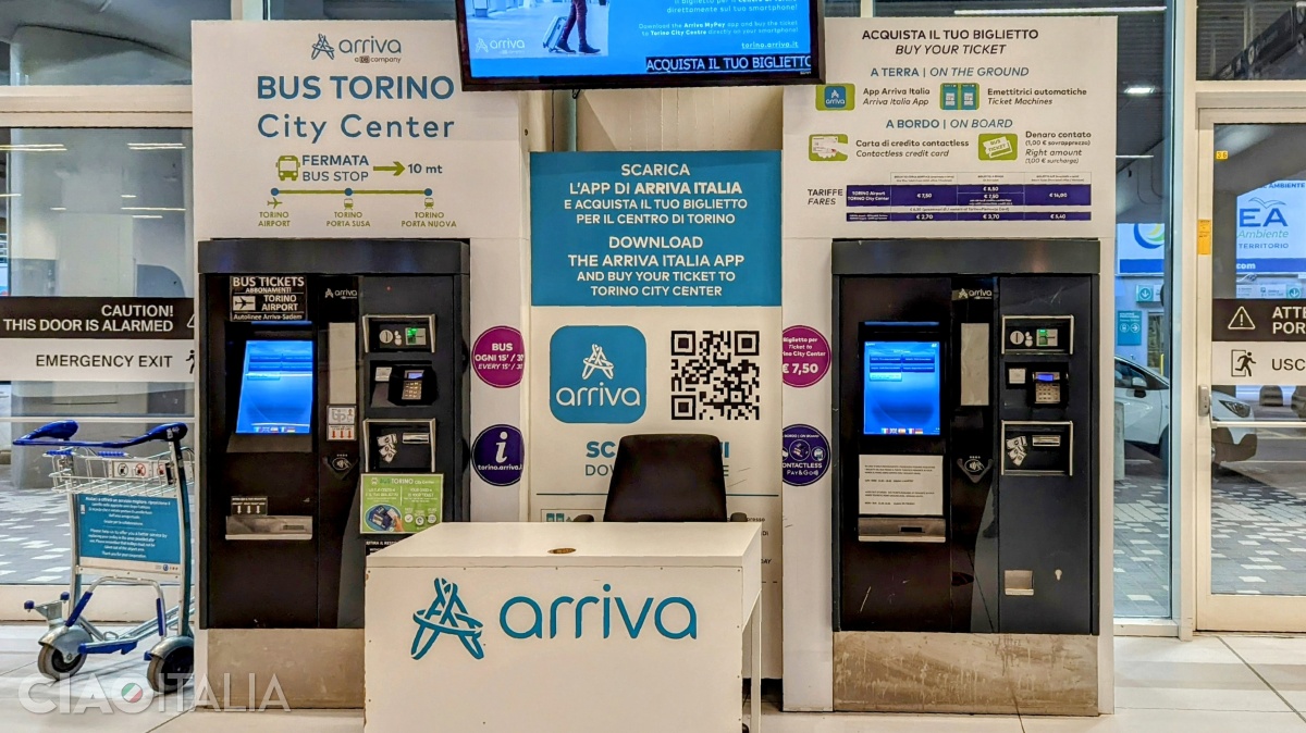 Bus tickets for Turin can also be purchased from the ticket machines located at the airport.