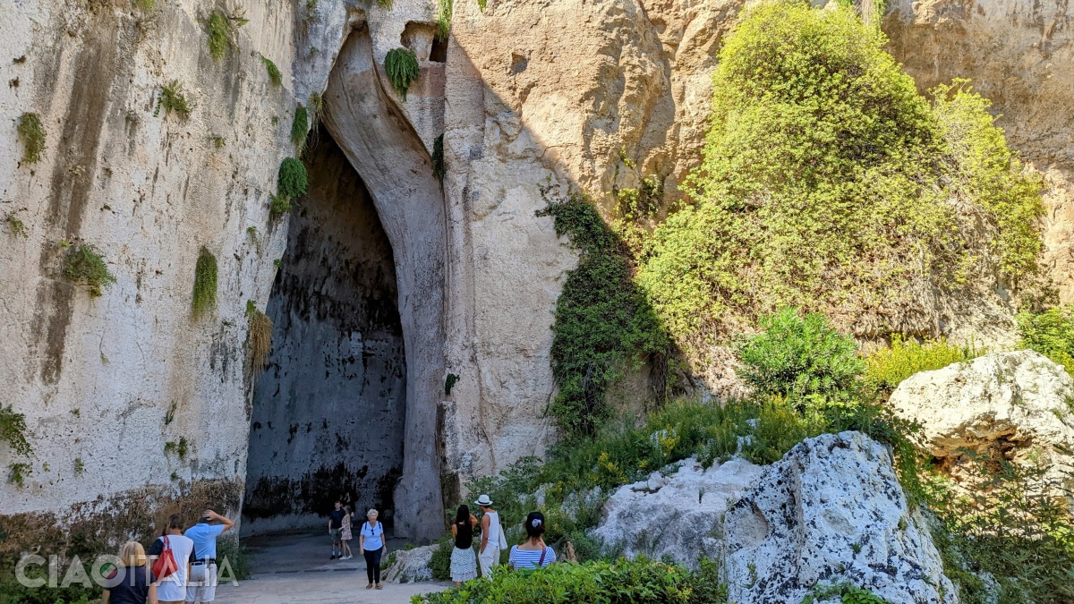 The entrance to the "Ear of Dionysius"