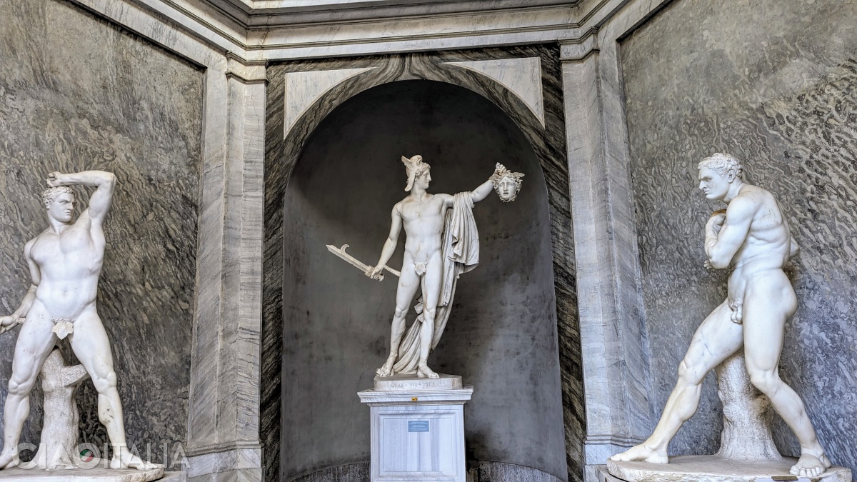 The statue of Perseus holding the severed head of Medusa was created by the great sculptor Antonio Canova in the early 19th century.