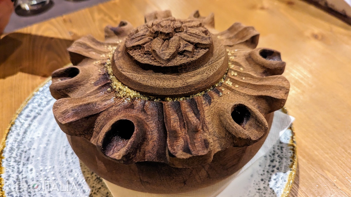 The traditional vessel from which caff&egrave; alla valdostana is drunk is called a "grolla" and is made of wood.