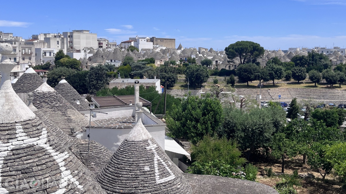 The conical roofs of the trulli define the landscape of the Puglia region in southern Italy.