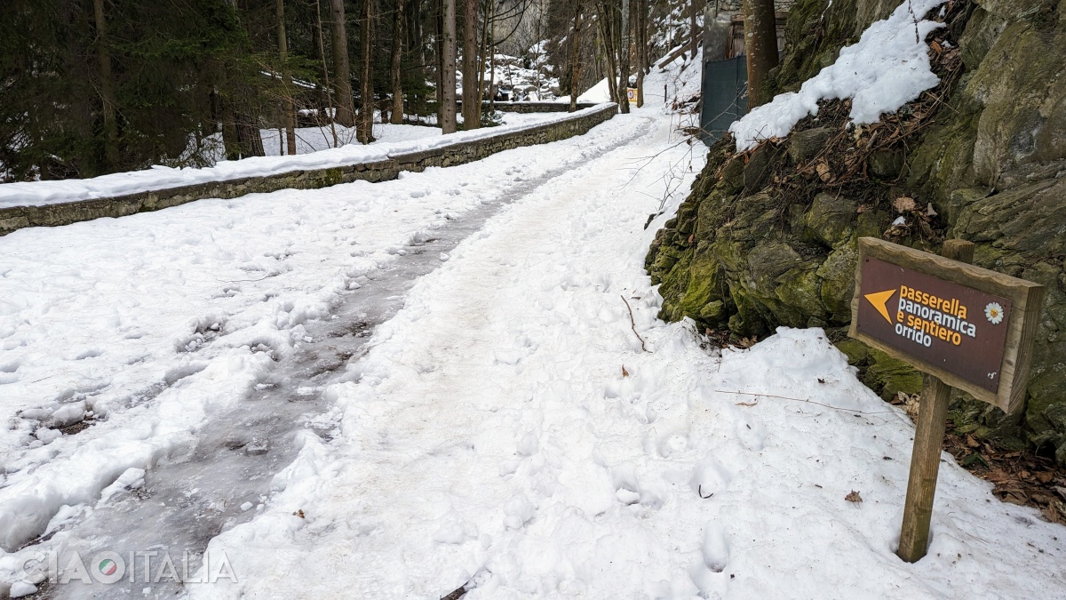 The route to the footbridge is well marked