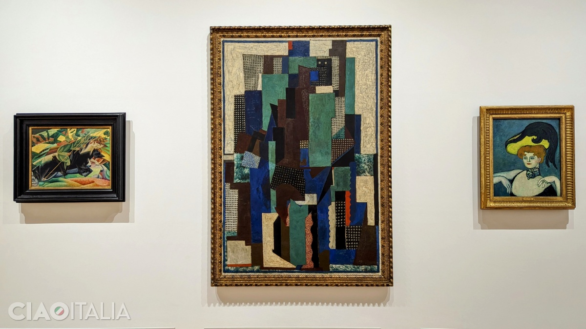 Gino Severini (left) and Pablo Picasso (center and right)