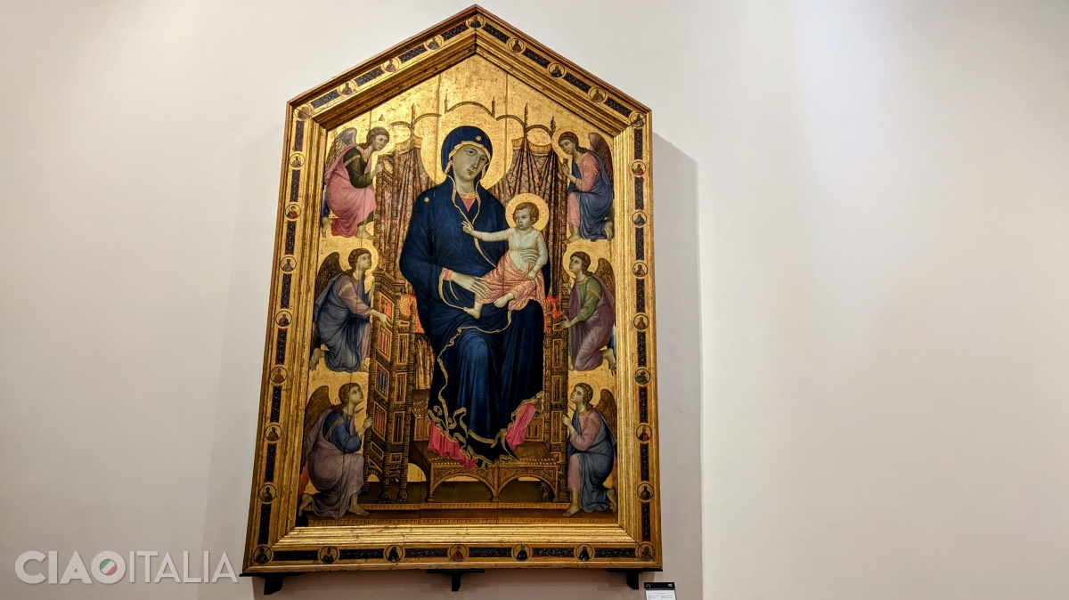 Duccio - "Madonna and Child on the Throne with Angels" (1285). The painting is also called the "Rucellai Madonna", named after the chapel where it was placed at the end of the 16th century.