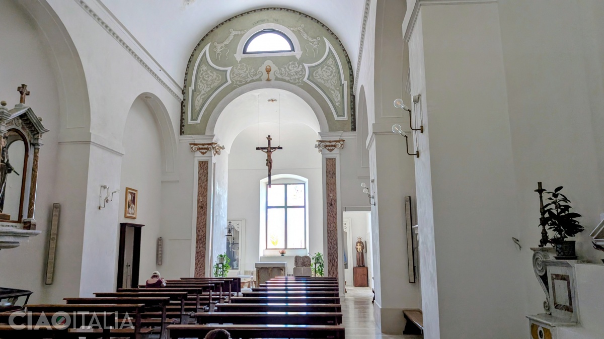 The interior of the Church of Santa Lucia is very simple.