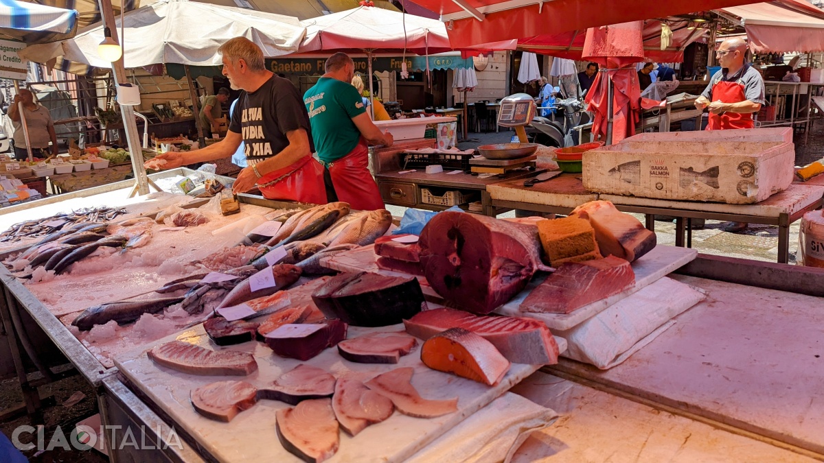 All kinds of fish at the Pescheria in Catania