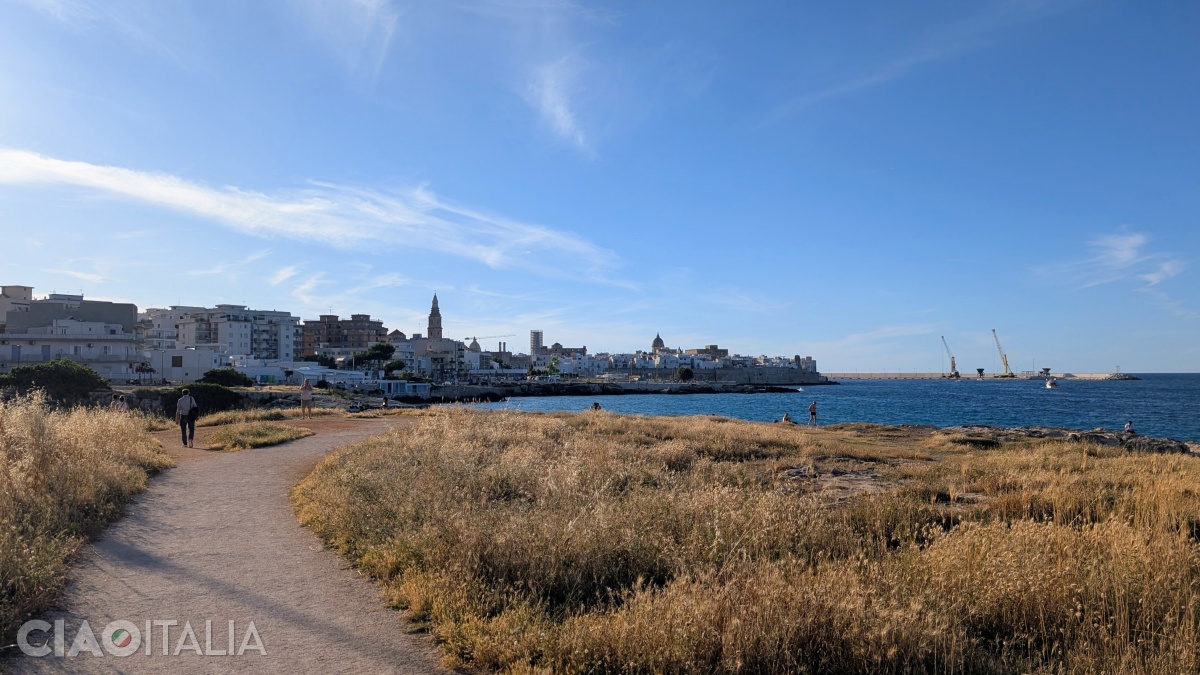 The view back toward Monopoli's historic center