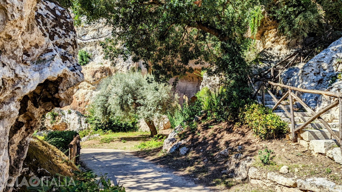 Walkways and stairs inside the Neapolis Archaeological Park