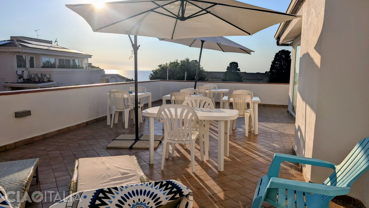 The terrace where breakfast is served
