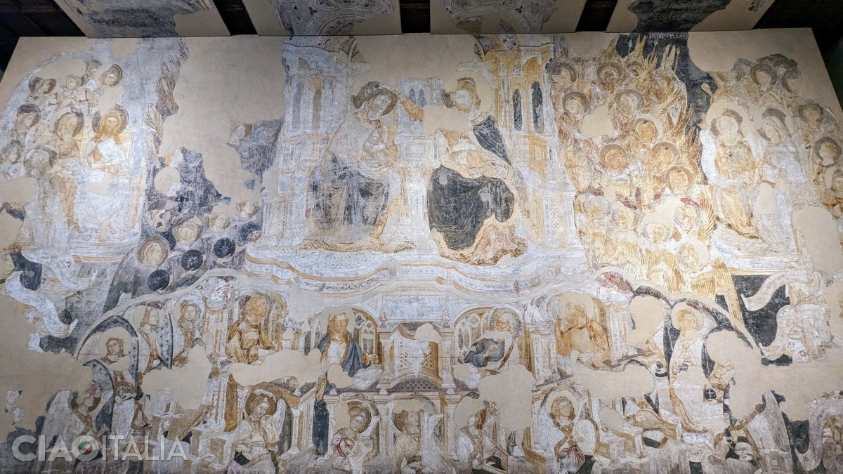 The remains of Guariento's fresco, located beneath Tintoretto's Paradise