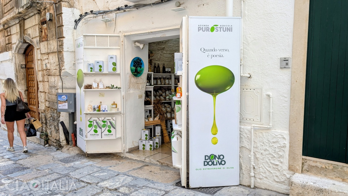 In the center, you will find several shops selling Puglia's famous olive oil.