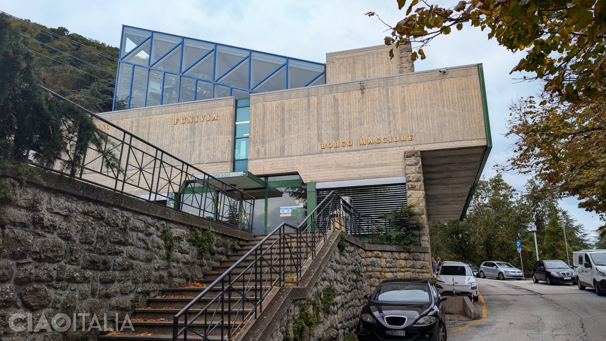 The cable car station in Borgo Maggiore