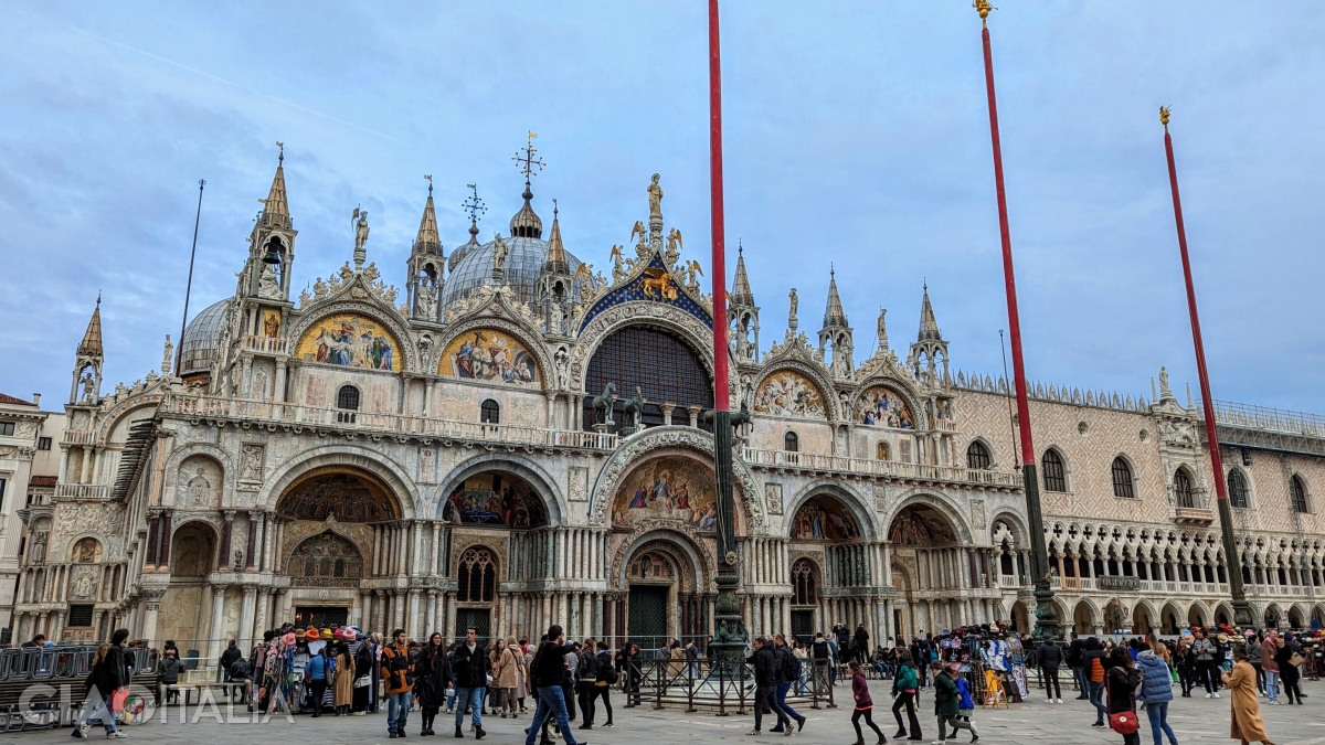 The main façade of the church, with its five portals