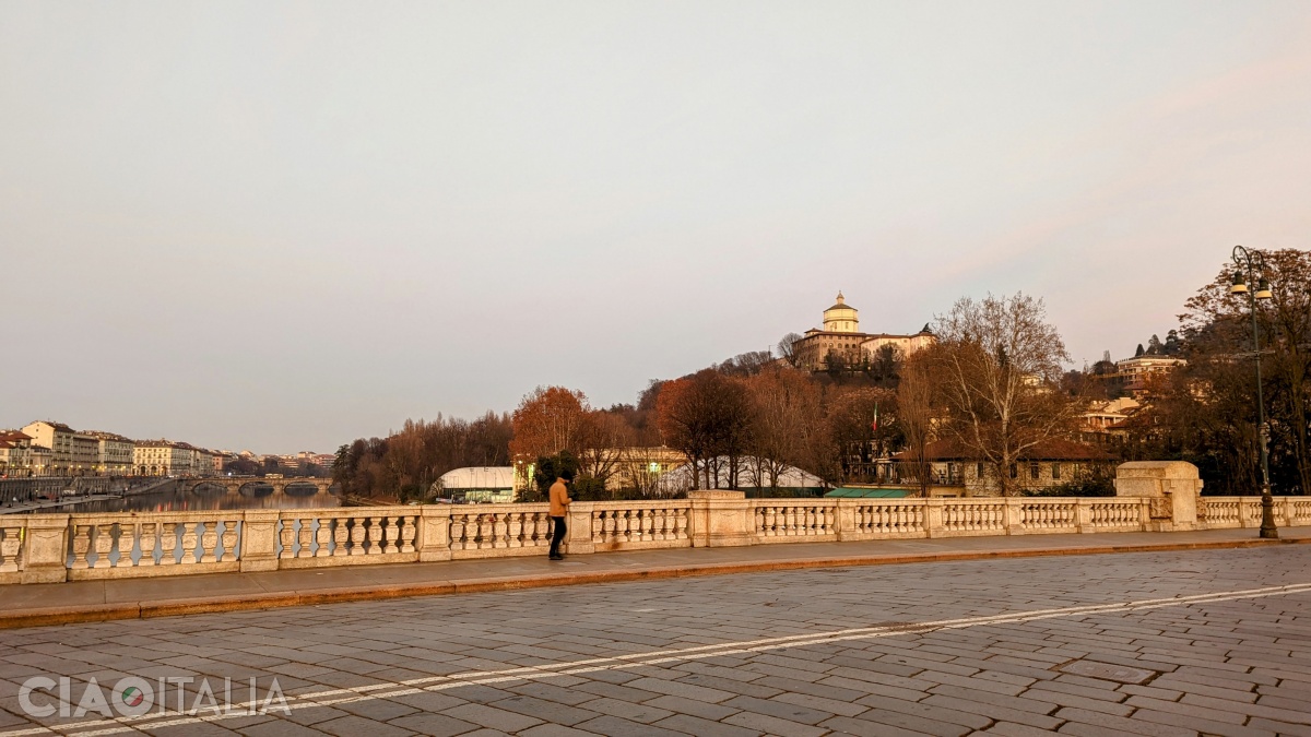 The Po River and Monte dei Cappuccini hill, with the Church of Santa Maria del Monte