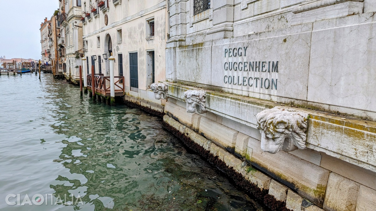 The lion heads on the fa&ccedil;ade are carved from Istrian stone.