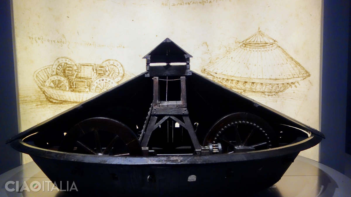Tank model built from Leonardo da Vinci's sketch