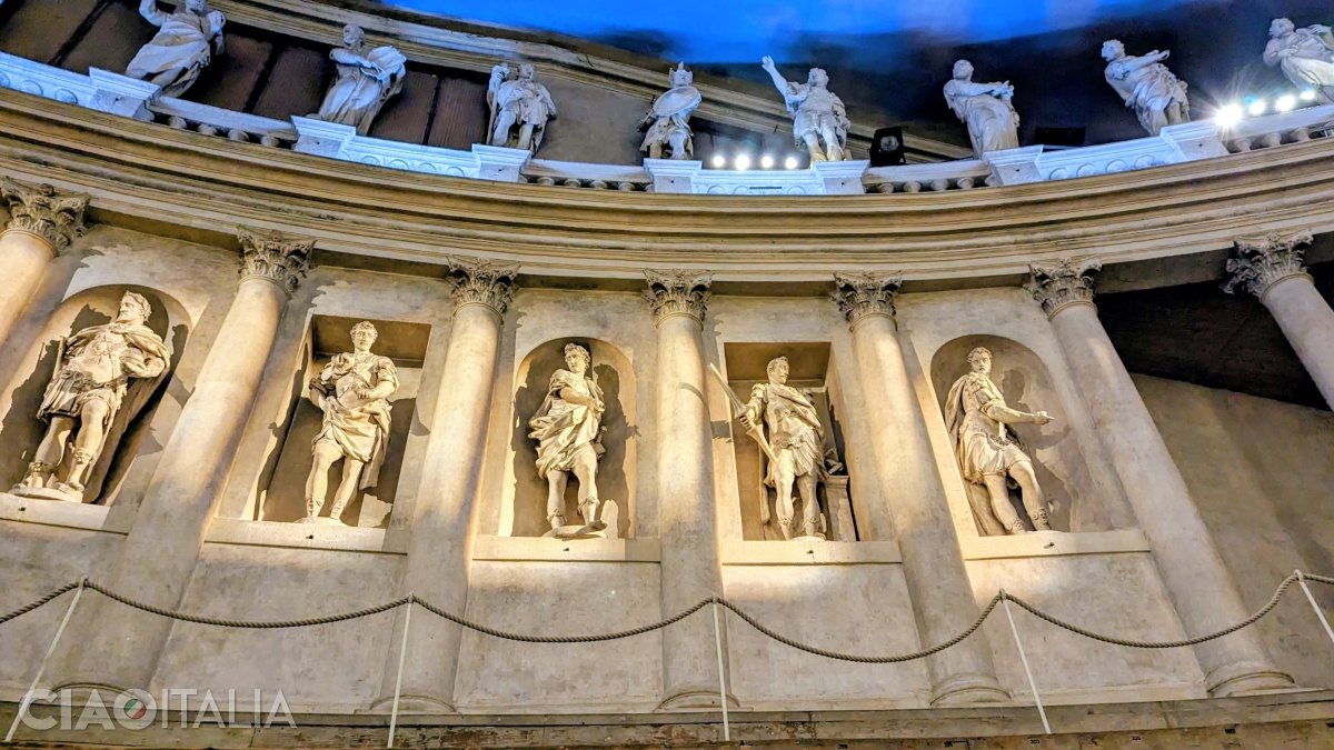 The statues on the colonnade, which look like Roman heroes, actually depict the members of the Olympic Academy.