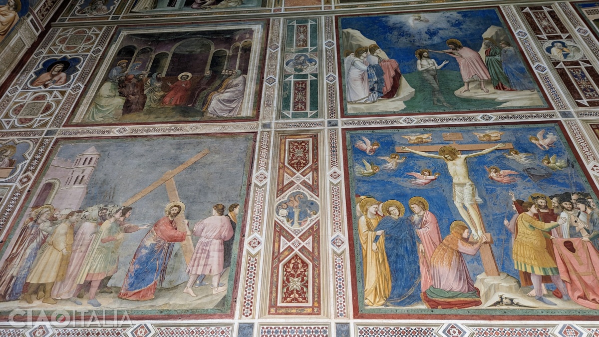 "Christ among the Doctors in the Temple" and "The Baptism of Christ" (above), "The Way to Calvary" and "The Crucifixion" (below)