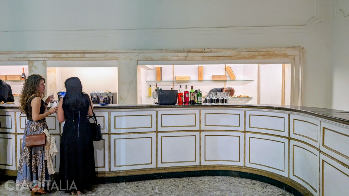 Intermission in the theatre foyer