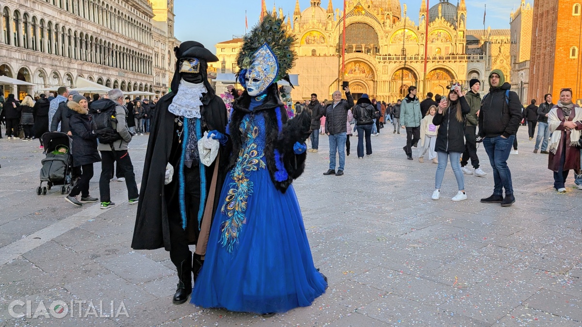 St Mark's Square becomes the perfect stage for Carnival costumes.