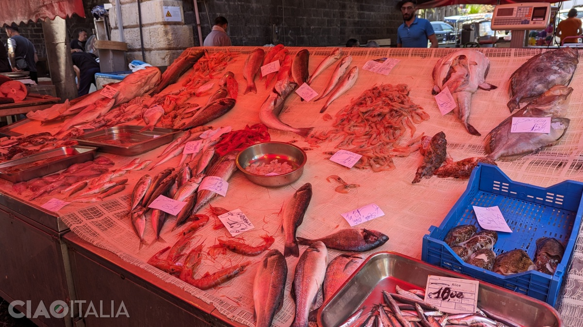 Behind the fountain is the fish market.