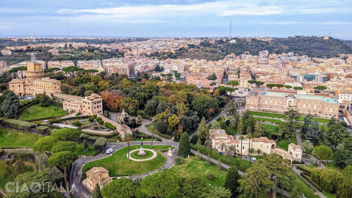 The Vatican Gardens seen from the dome of St. Peter's Basilica