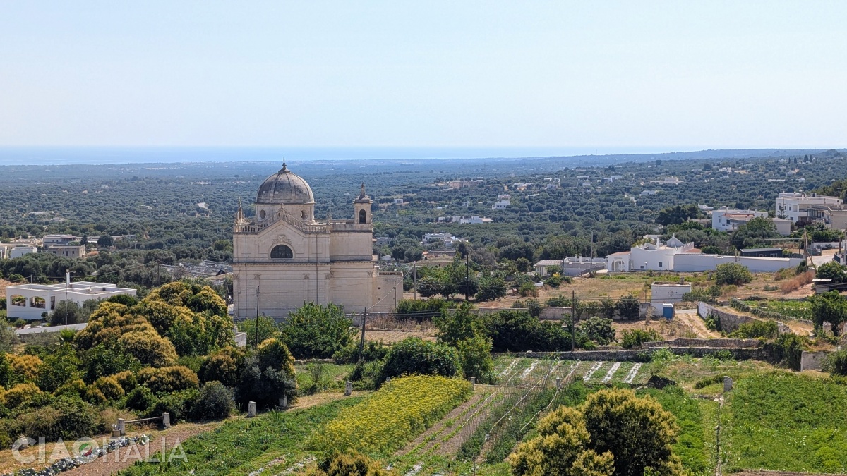 The Sanctuary of Madonna della Grata is surrounded by gardens.