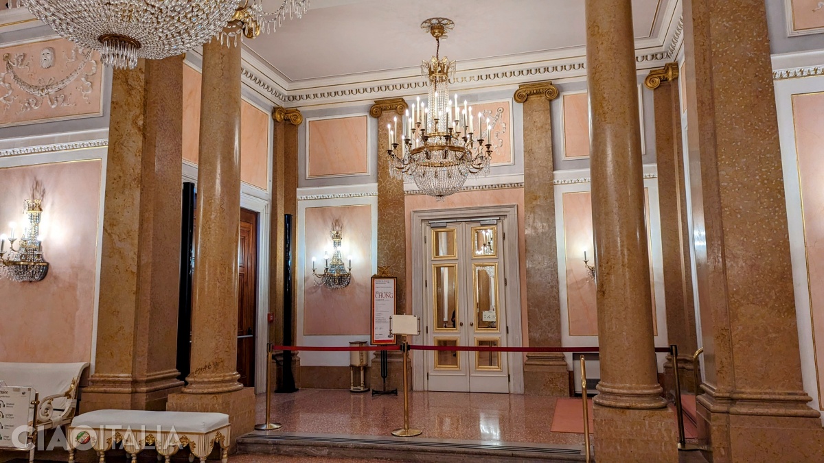 In the foyer of La Fenice Theatre