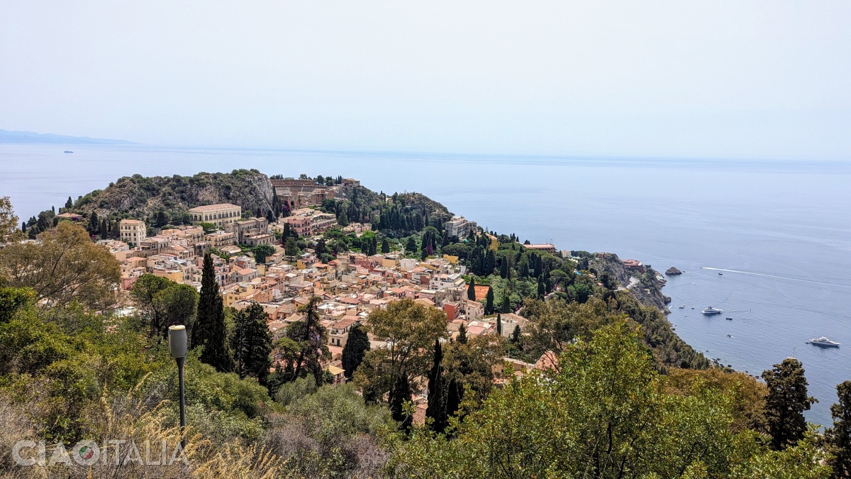 View of Taormina from the Sanctuary of Madonna della Rocca