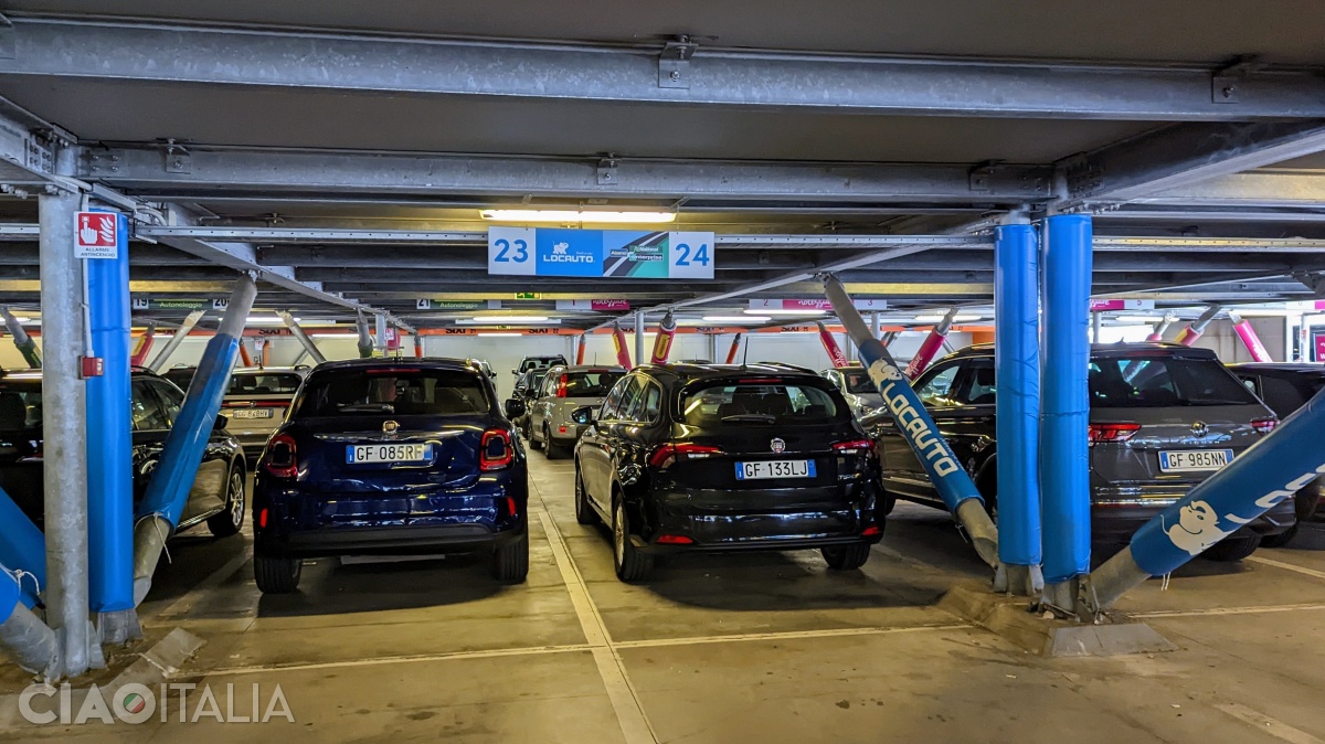The parking area of the Locauto car rental company at Catania Airport