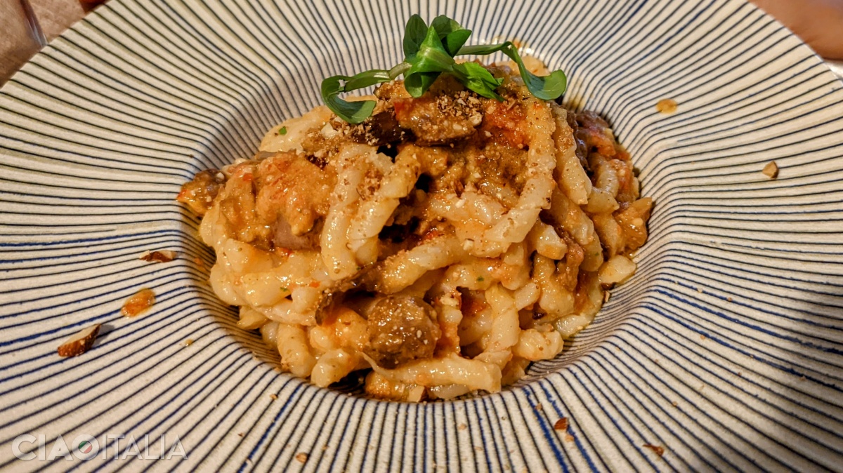 "Busiate" are spiral-shaped pasta, very common in Sicily.