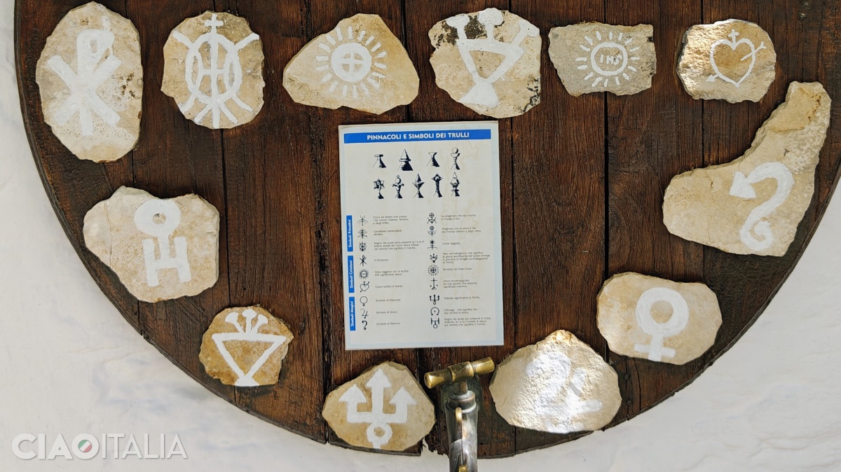 Shops in Alberobello display various interpretations of the symbols found on the roofs of the trulli.