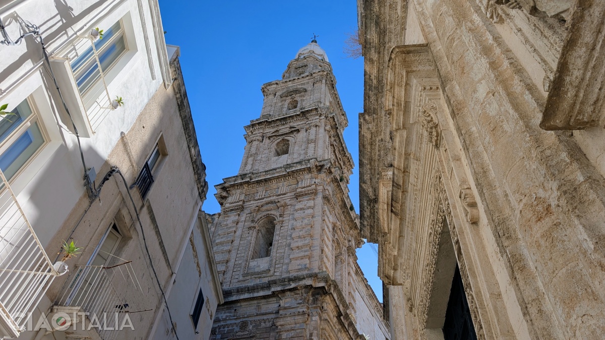 The bell tower was built in 1693 after the previous one collapsed onto the surrounding houses.