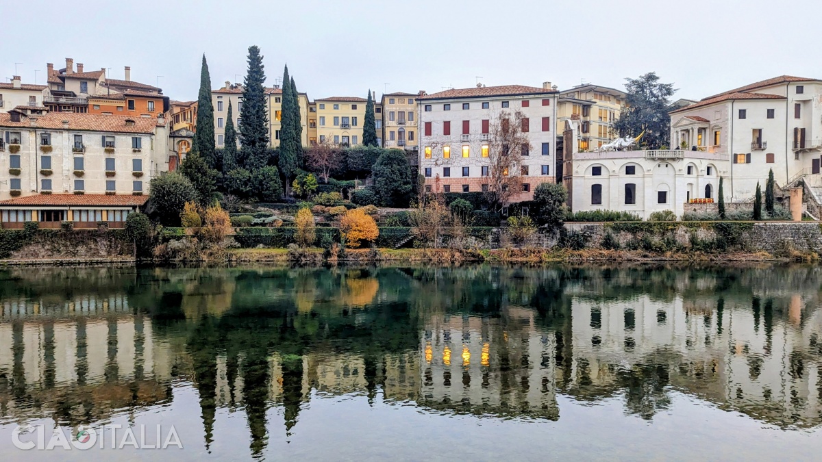 Palazzo Sturm (on the right) is located on the bank of the Brenta River.