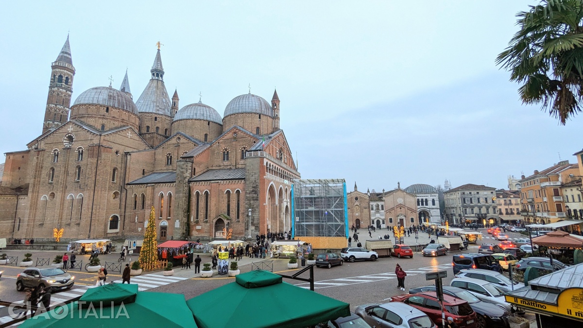 The view from one of the hotel rooms toward the Basilica of St. Anthony.