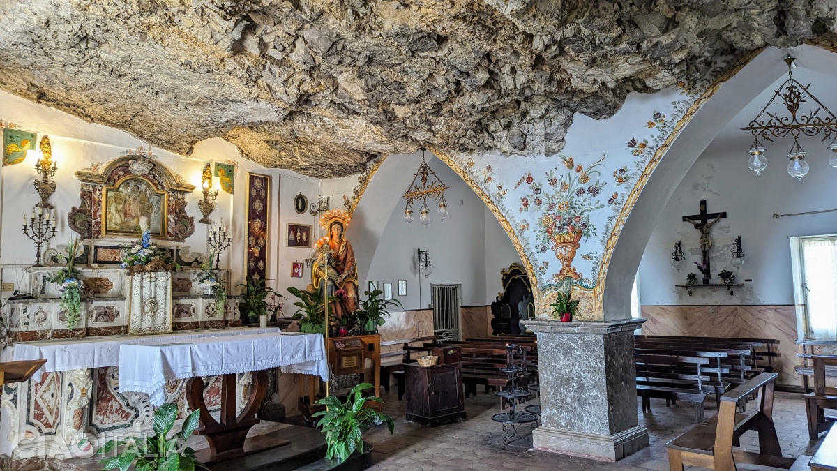 The interior of the church is carved into the rock.