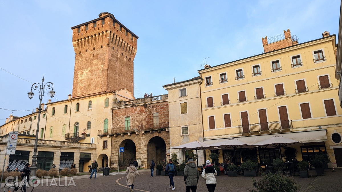 The&nbsp;Torrione&nbsp;di&nbsp;Porta&nbsp;Castello&nbsp;dominates&nbsp;Piazza&nbsp;Castello.