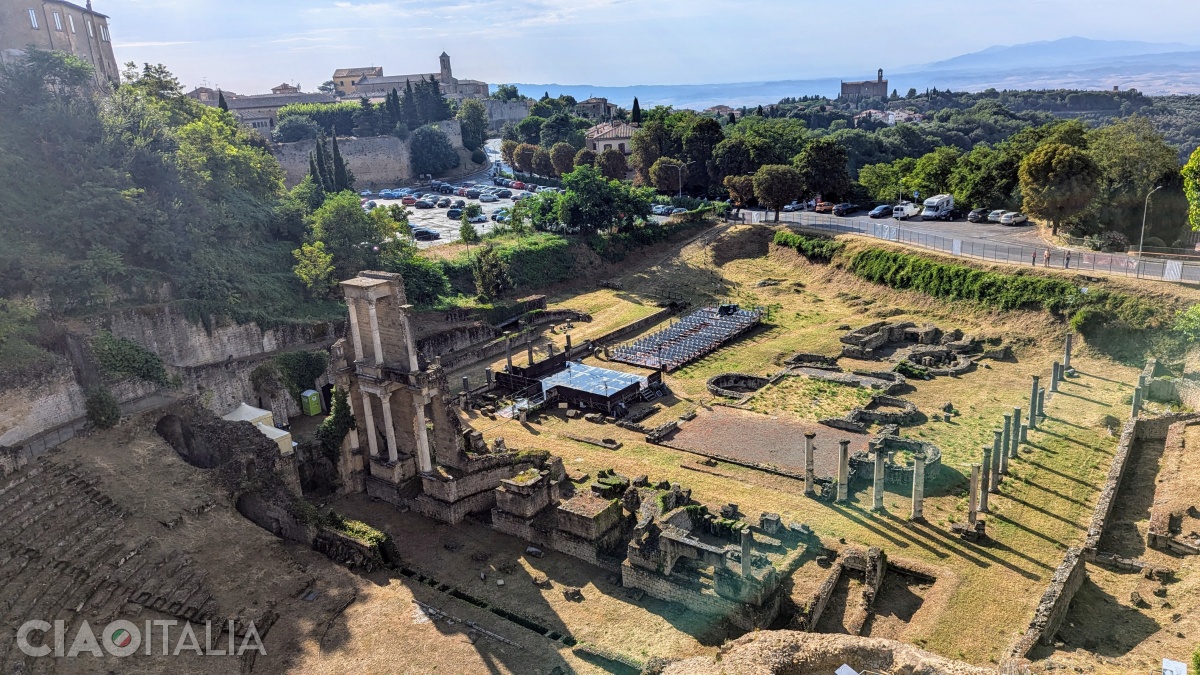 The Roman Theatre seen from Via Lungo le Mura del Mandorlo