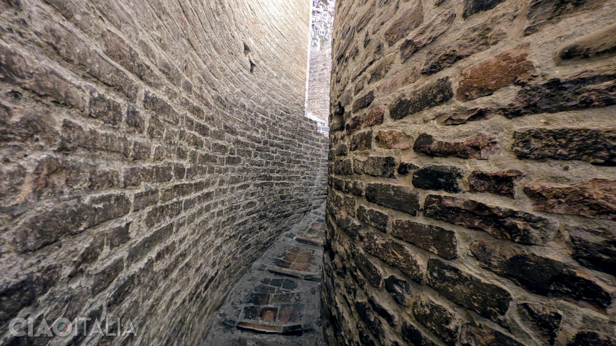 To climb up, you will pass through the narrow space between the two towers.