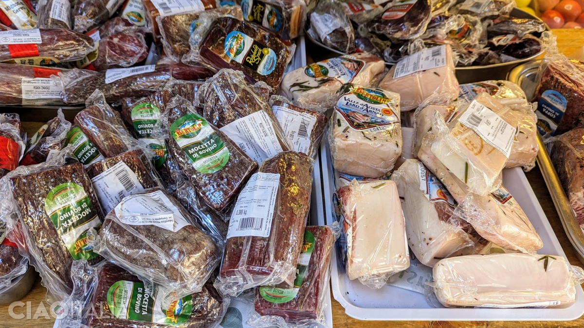 Delicatessens in Valle d'Aosta are full of local products.