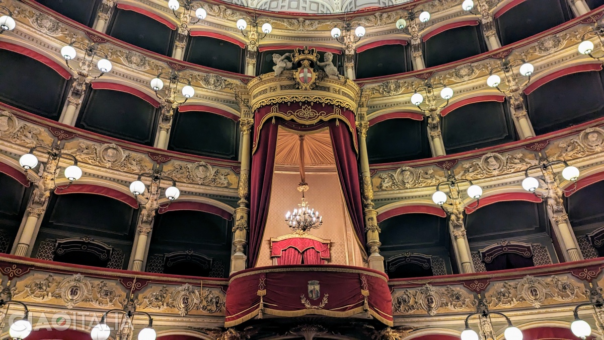 The hall of Teatro Massimo Bellini, with the royal box in the center