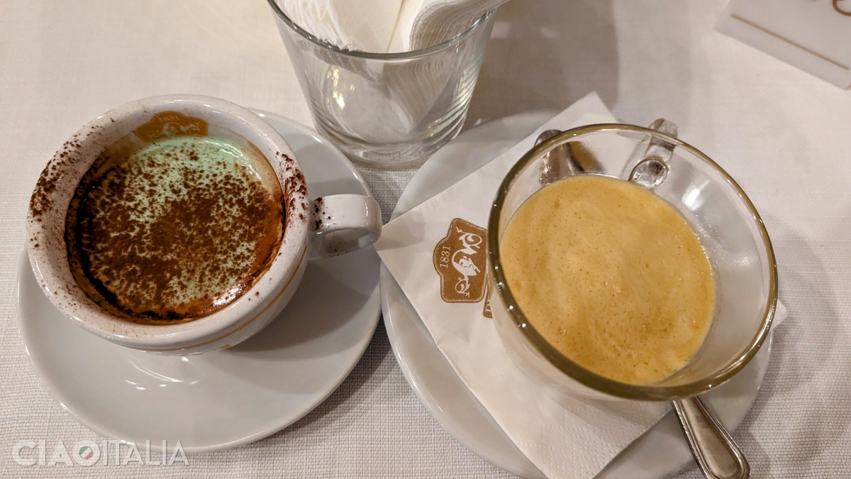 The famous specialties of Caff&egrave; Pedrocchi: mint coffee and zabaglione