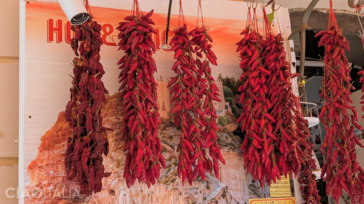 Chili peppers are a staple in shops selling local products.