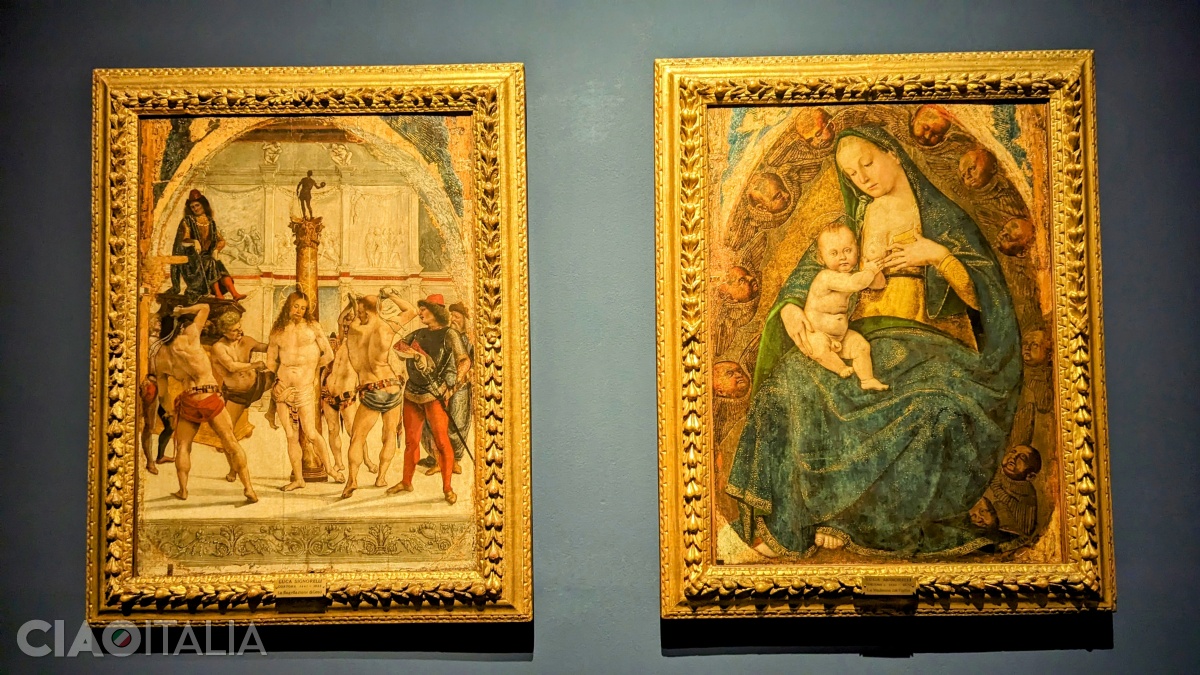 Luca Signorelli - "The Scourging" (left) and "The Virgin of the Milk" (right), circa 1482-1485